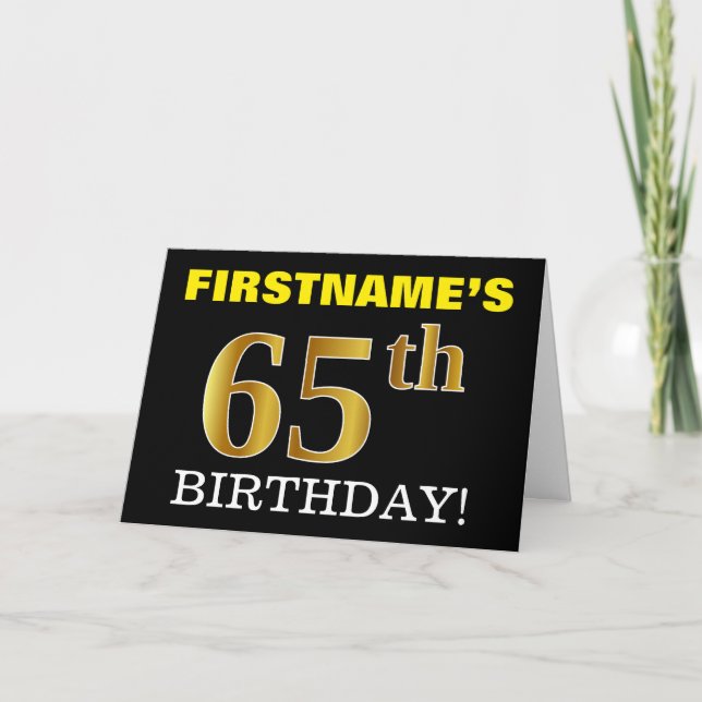 Tarjeta de oro negro, imitación, "65 cumpleaños" (Anverso)