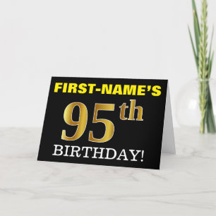 Tarjeta de oro negro, imitation, "95th BIRTHDAY"