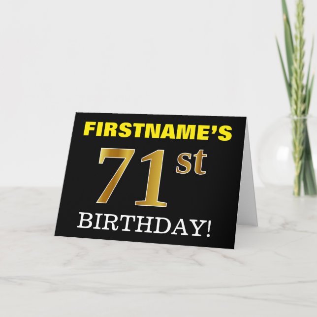 Tarjeta de oro negro, imitation Gold "71st BIRTHDA (Anverso)