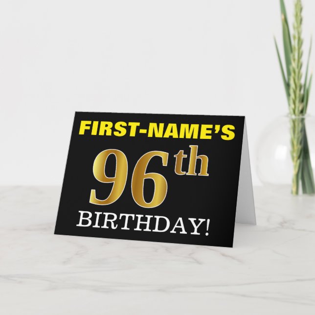 Tarjeta de oro negro, imitation Gold "96th BIRTHDA (Anverso)
