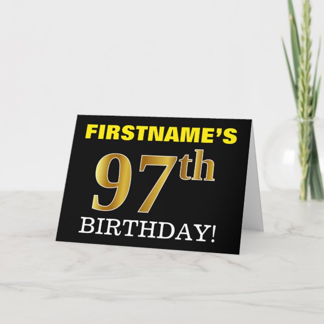 Tarjeta de oro negro, imitation Gold "97th BIRTHDA (Anverso)