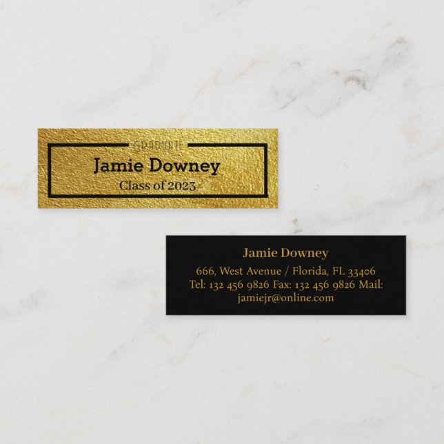 Tarjeta de oro para graduados moderna y elegante (Anverso / Reverso)