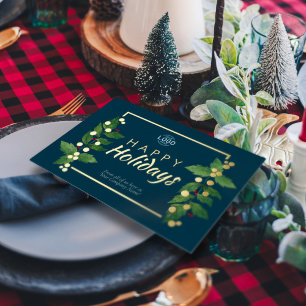 Tarjeta de oro real con foil de felices fiestas de