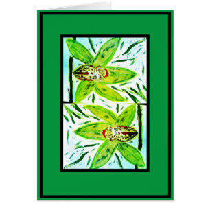 Tarjeta de orquídeas de cimbidio verde