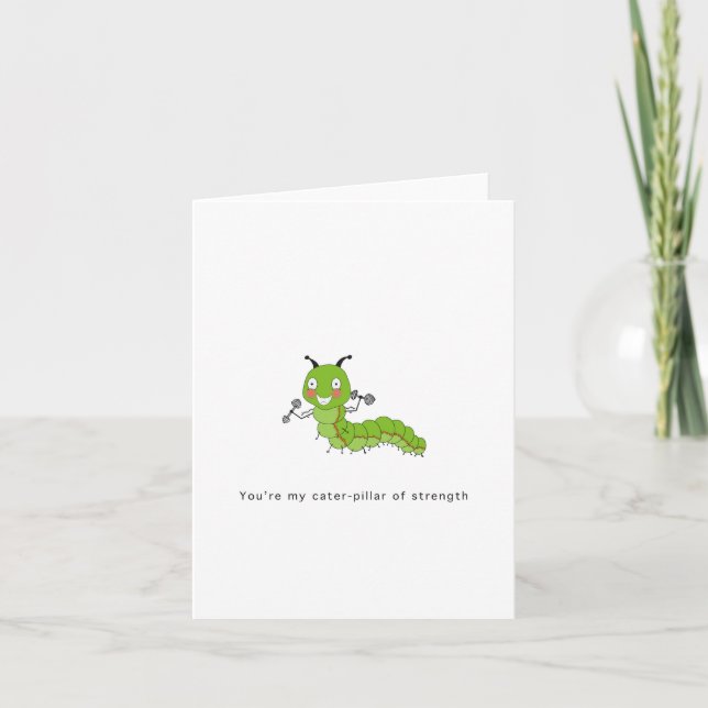 Tarjeta de oruga, insecto verde (Anverso)