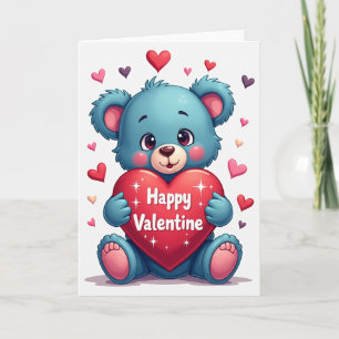 Tarjeta de osito de San Valentín feliz