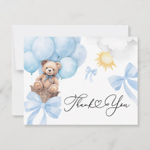 Tarjeta de oso azul de agradecimiento plana