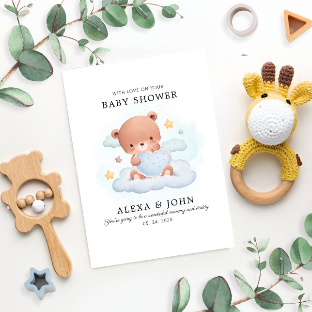 Tarjeta de oso Baby Shower de mamá y papá (Subido por el creador)