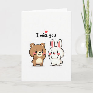 Tarjeta de oso conejito lindo Te extraño