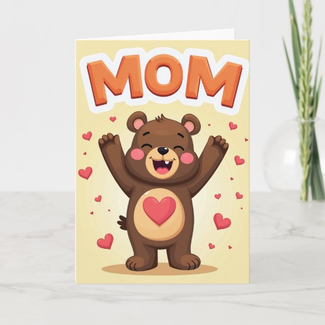Tarjeta de oso de amor con un gran abrazo (Anverso)