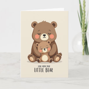 Tarjeta de oso de amor de madres florales