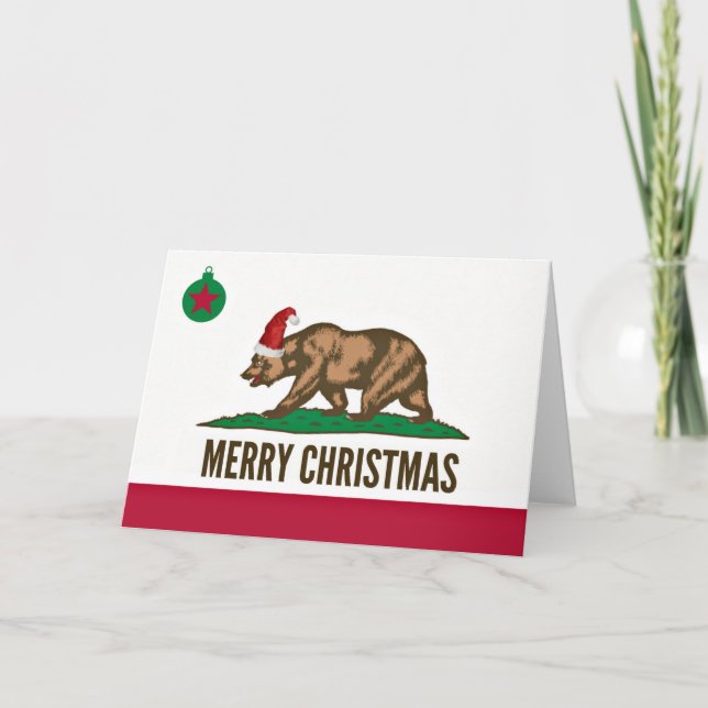 Tarjeta de Oso de Navidad Merry del estado de Cali (Anverso)