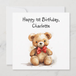 Tarjeta de oso de peluche con poema de primer cump