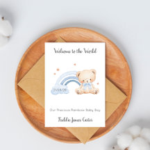 Tarjeta de oso de peluche de bienvenida a un nuevo