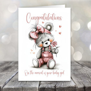 Tarjeta de oso de peluche de felicitación para nue