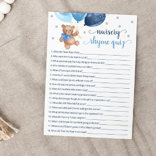 Tarjeta de Oso de Peluche Juego de Rimas Infantile