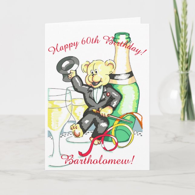 Tarjeta de Oso de Peluche para Cumpleaños número 6 (Anverso)