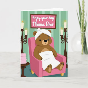 Tarjeta de oso de Spa del Día de la Madre relajant