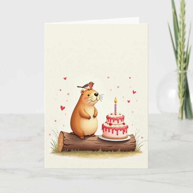Tarjeta de oso feliz con lunares (Anverso)