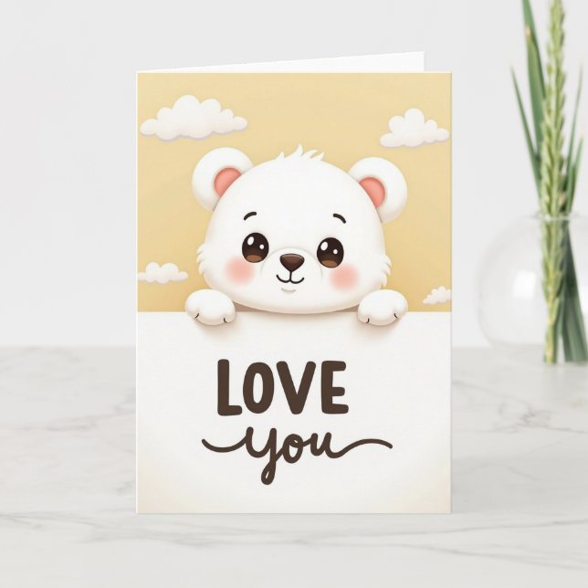 Tarjeta de oso lindo te amo (Anverso)