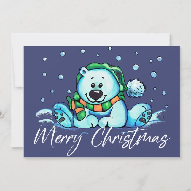 Tarjeta de oso mate Christmas Cute (Anverso)