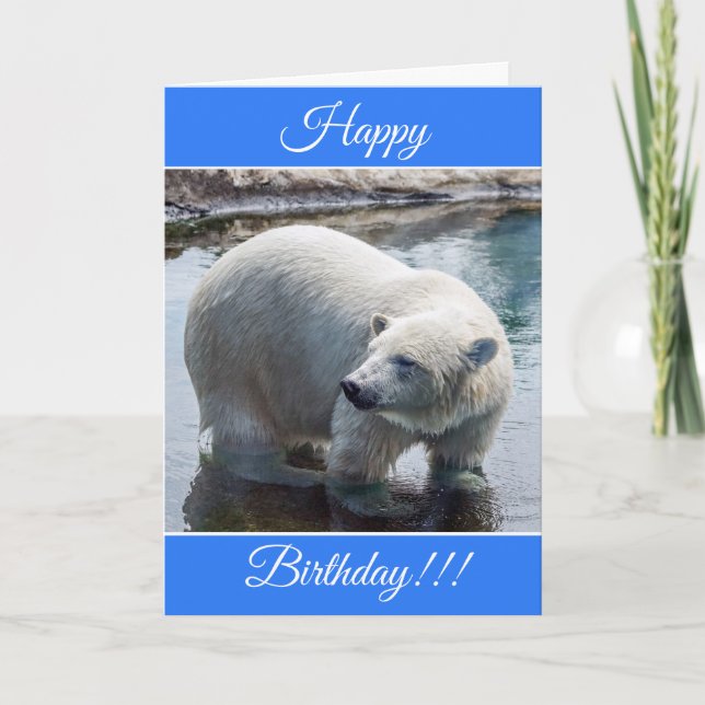 Tarjeta de oso polar de cumpleaños feliz personali (Anverso)