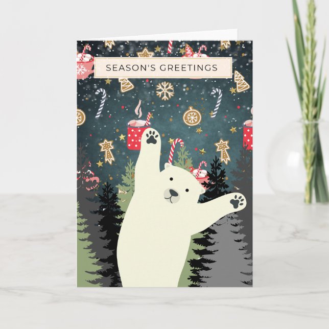 Tarjeta de oso polar, saludos de temporada (Anverso)