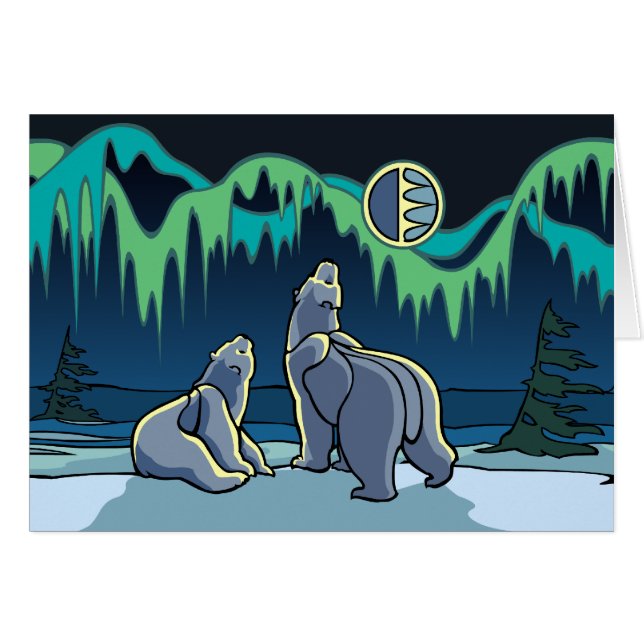 Tarjeta de Oso Polar Tarjeta de Arte de Vida Silve (Anverso (Horizontal))