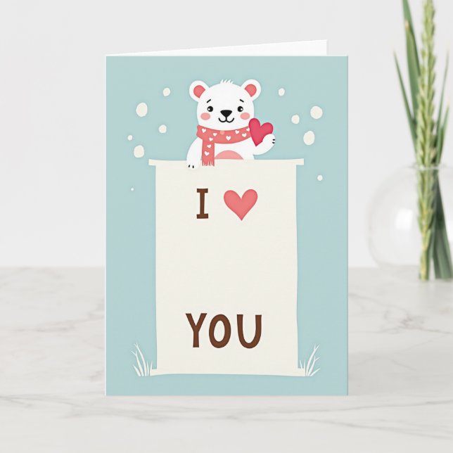 Tarjeta de oso polar te amo (Anverso)