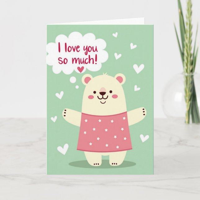 Tarjeta de oso Te amo mucho (Anverso)