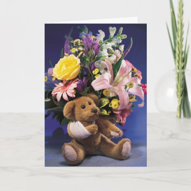 Tarjeta de Oso Teddy de Brazo Roto (Anverso)