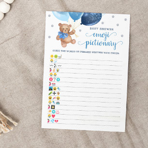 Tarjeta de Oso Teddy de juego de Emoji de Baby Sho