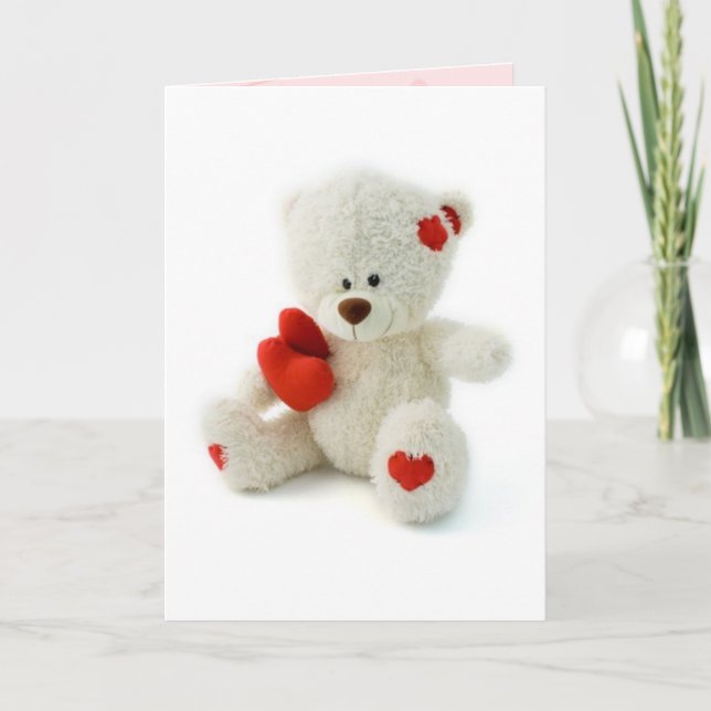 Tarjeta de Oso Teddy del Día de San Valentín (Anverso)