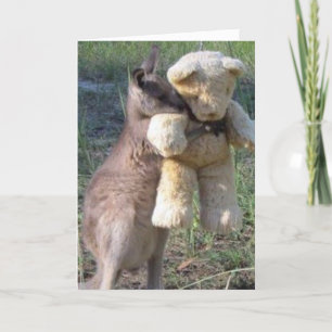 Tarjeta de oso Wallaby Hugging