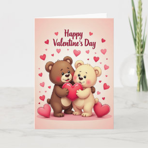 Tarjeta de osos del día de San Valentín feliz