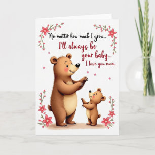 Tarjeta de osos florales aman a mamá