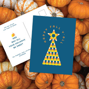 Tarjeta de Otoño a Navidad Teal – Árbol de Caramel