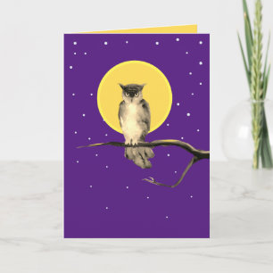 Tarjeta de otoño de búho estrellado (en blanco) en