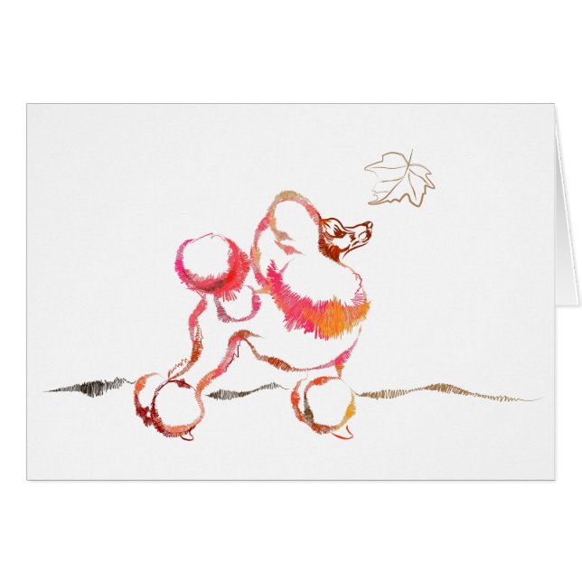Tarjeta de Otoño de Caniche (Anverso (Horizontal))