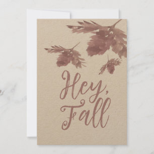 Tarjeta de Otoño de Hoja de Acuarela Marrón