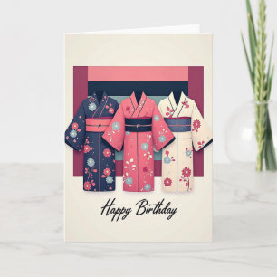 Tarjeta de outfit floral de cumpleaños