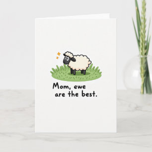 Tarjeta de oveja de dibujos animados de mamá encan