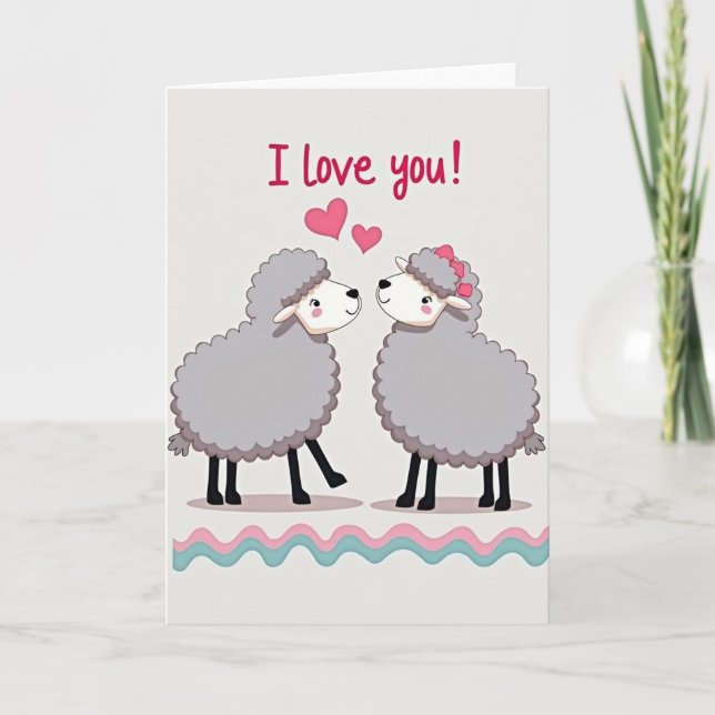 Tarjeta de oveja linda te amo (Anverso)