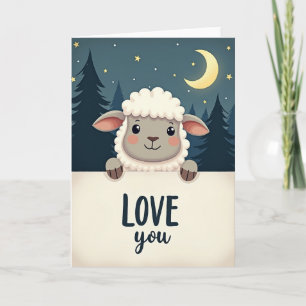 Tarjeta de Oveja Luna Estrellas Te Amo