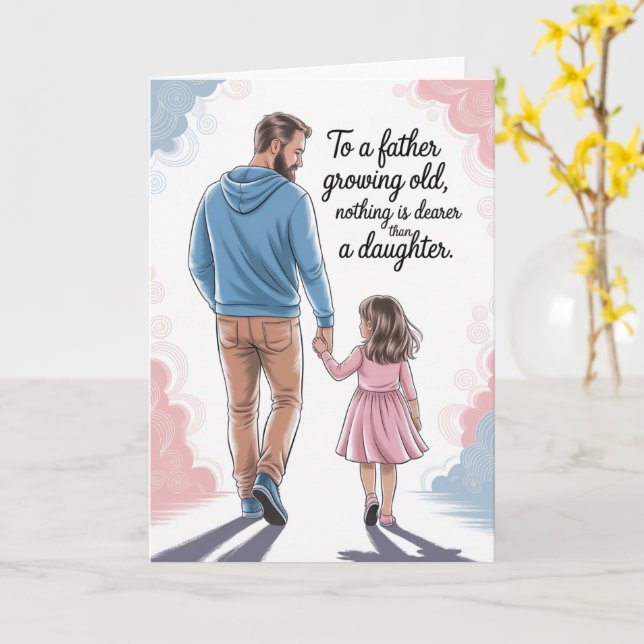 Tarjeta de Padre e Hija Cumpleaños del Día del Pad (flor amarilla)