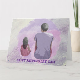 TARJETA DE PADRE E HIJA SENTADOS