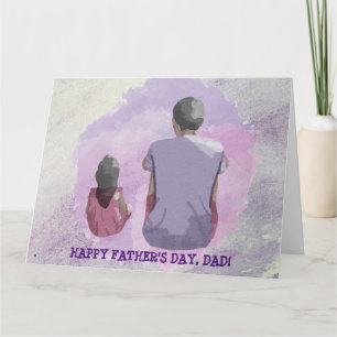 TARJETA DE PADRE E HIJA SENTADOS