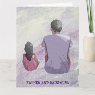 TARJETA DE PADRE E HIJA SENTADOS