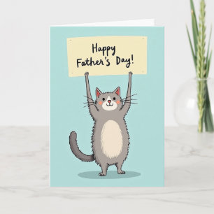 Tarjeta de Padre Gato Gris Encantador