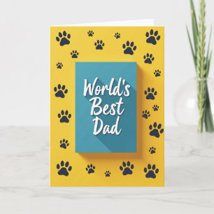 Tarjeta de Padre Huellas de Pata Mejor Papá Verde